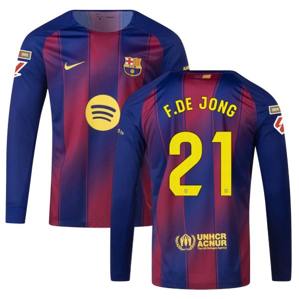 Camiseta Barça Local 2025 2026 De Jong Manga Larga La Liga
