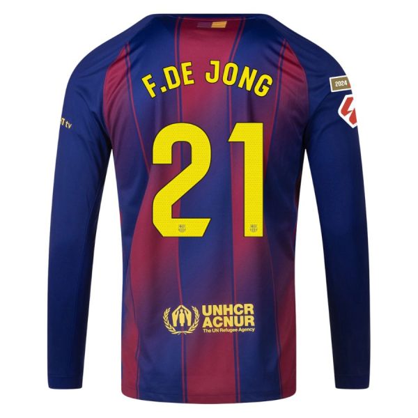 Camiseta Barça Local 2025 2026 De Jong Manga Larga La Liga