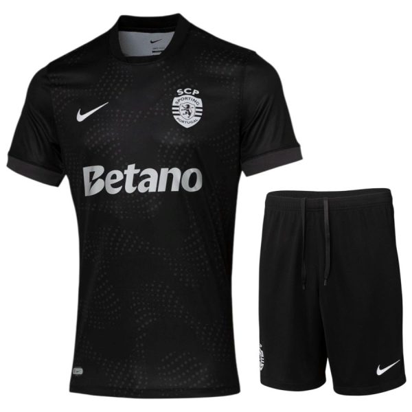 Camiseta de visitante del Sporting para niños 2025-2026, negra